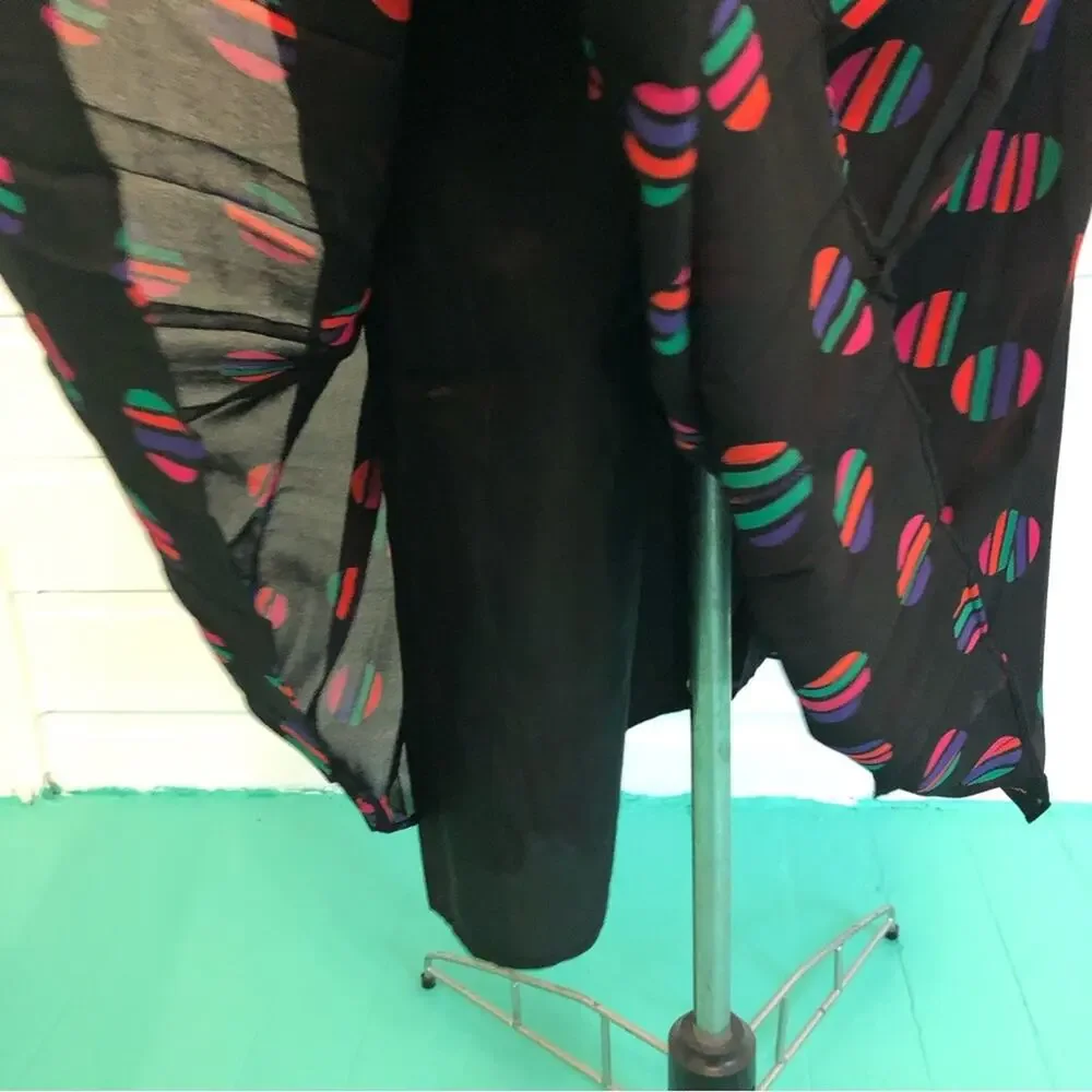 Vintage 70s 80s Polyester Matching Top and Skirt Loose 2 Piece Coord Set Rainbow